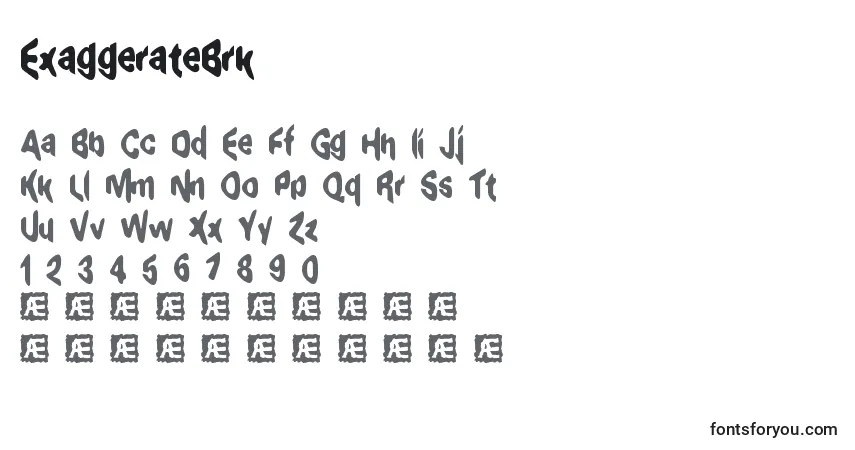 Czcionka ExaggerateBrk – alfabet, cyfry, specjalne znaki