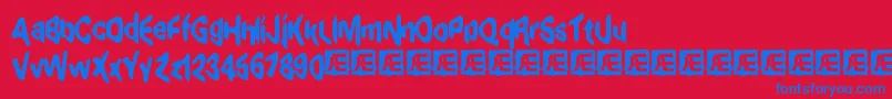 ExaggerateBrk Font – Blue Fonts on Red Background