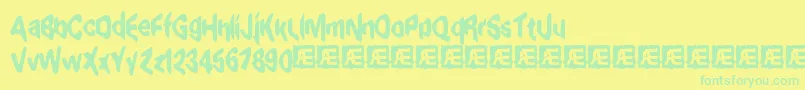 ExaggerateBrk Font – Green Fonts on Yellow Background
