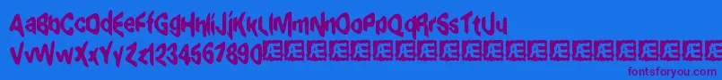 ExaggerateBrk Font – Purple Fonts on Blue Background