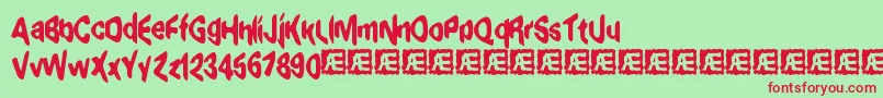 ExaggerateBrk Font – Red Fonts on Green Background