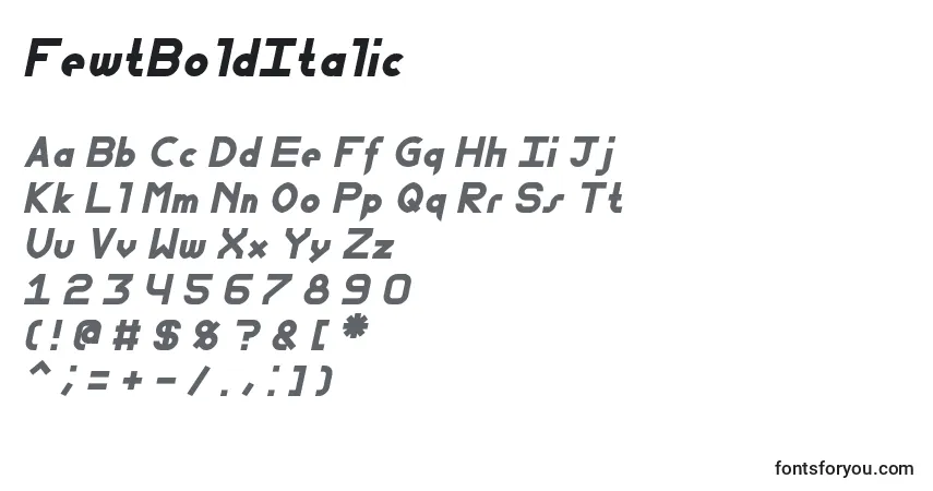 A fonte FewtBoldItalic – alfabeto, números, caracteres especiais