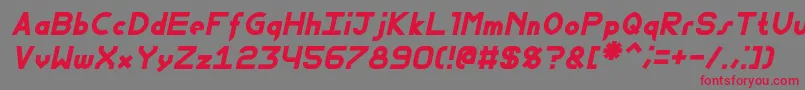 FewtBoldItalic-fontti – punaiset fontit harmaalla taustalla