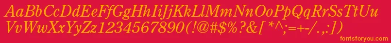 フォントAgcenturioncItalic – 赤い背景にオレンジの文字