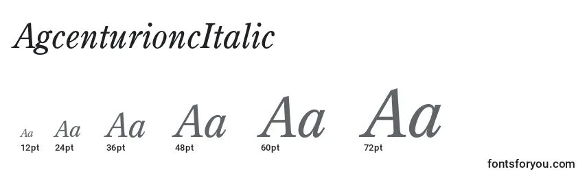Размеры шрифта AgcenturioncItalic