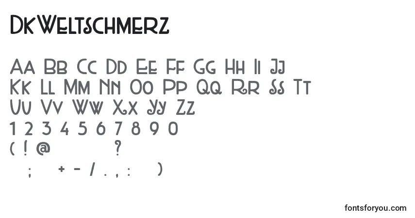 A fonte DkWeltschmerz – alfabeto, números, caracteres especiais