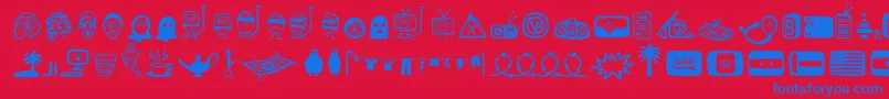 Stereotypo-fontti – siniset fontit punaisella taustalla