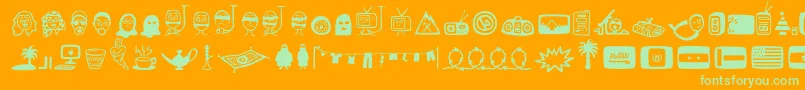Stereotypo Font – Green Fonts on Orange Background