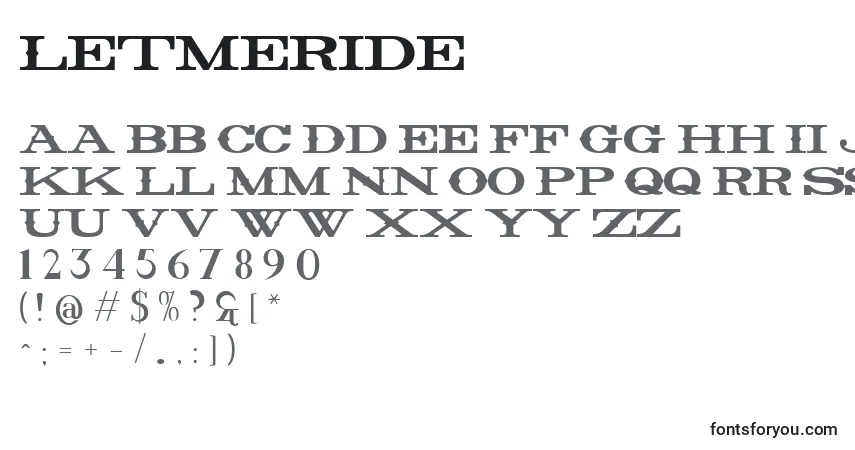 Schriftart Letmeride – Alphabet, Zahlen, spezielle Symbole