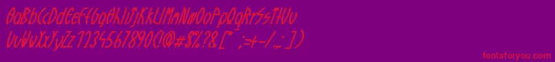 GuazhiruItalic-Schriftart – Rote Schriften auf violettem Hintergrund