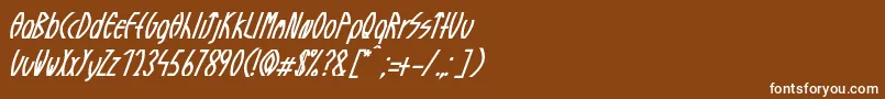 フォントGuazhiruItalic – 茶色の背景に白い文字