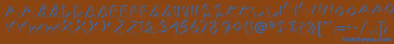 フォントBeerdbNormal – 茶色の背景に青い文字