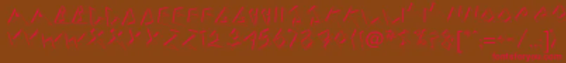 フォントBeerdbNormal – 赤い文字が茶色の背景にあります。