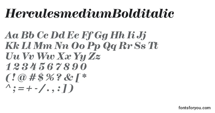 HerculesmediumBolditalicフォント–アルファベット、数字、特殊文字