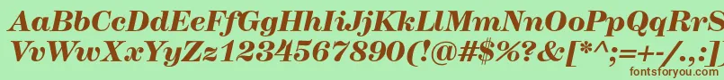 Fonte HerculesmediumBolditalic – fontes marrons em um fundo verde