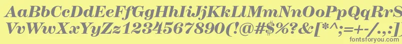 Fonte HerculesmediumBolditalic – fontes cinzas em um fundo amarelo