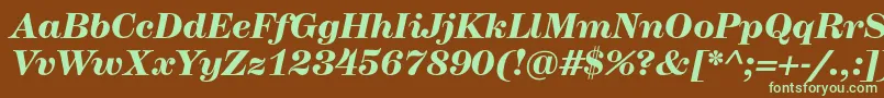 フォントHerculesmediumBolditalic – 緑色の文字が茶色の背景にあります。