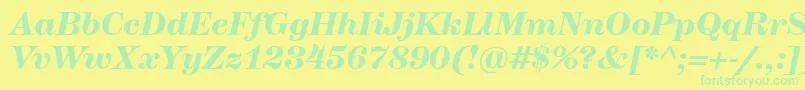 Fonte HerculesmediumBolditalic – fontes verdes em um fundo amarelo