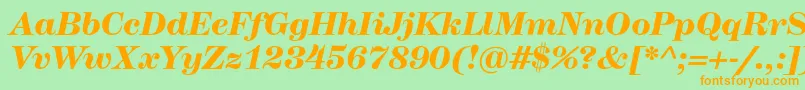 HerculesmediumBolditalic-Schriftart – Orangefarbene Schriften auf grünem Hintergrund