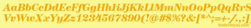 Fonte HerculesmediumBolditalic – fontes laranjas em um fundo amarelo