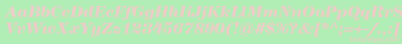 HerculesmediumBolditalic-fontti – vaaleanpunaiset fontit vihreällä taustalla