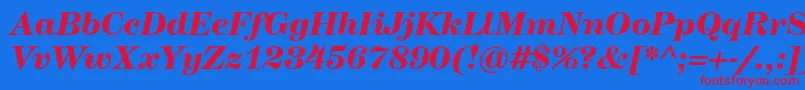 HerculesmediumBolditalic Font – Red Fonts on Blue Background