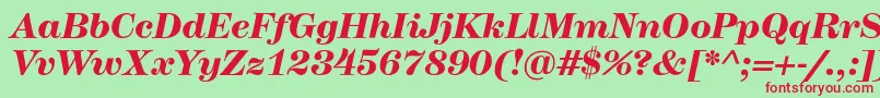 Fonte HerculesmediumBolditalic – fontes vermelhas em um fundo verde