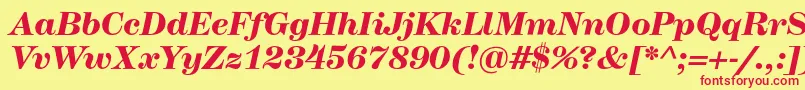 フォントHerculesmediumBolditalic – 赤い文字の黄色い背景