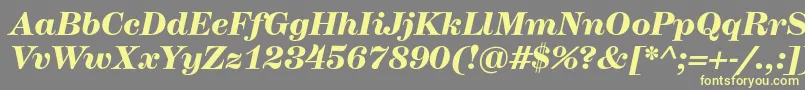 HerculesmediumBolditalic-Schriftart – Gelbe Schriften auf grauem Hintergrund