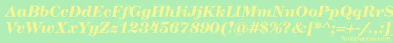 Fonte HerculesmediumBolditalic – fontes amarelas em um fundo verde