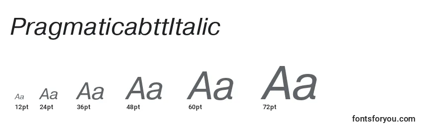 Размеры шрифта PragmaticabttItalic