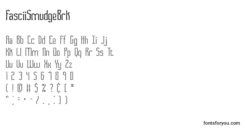 Czcionka FasciiSmudgeBrk – alfabet, cyfry, specjalne znaki