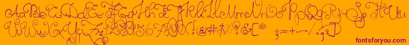 Twelveweekspregnant-Schriftart – Violette Schriften auf orangefarbenem Hintergrund