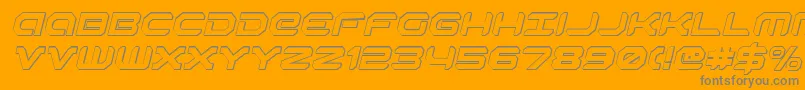 Robotaur3DItalic-Schriftart – Graue Schriften auf orangefarbenem Hintergrund