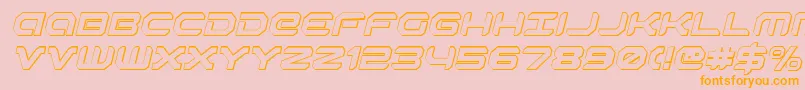 Robotaur3DItalic-Schriftart – Orangefarbene Schriften auf rosa Hintergrund