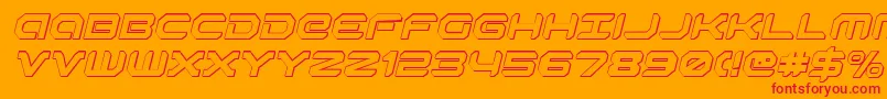 Robotaur3DItalic-Schriftart – Rote Schriften auf orangefarbenem Hintergrund