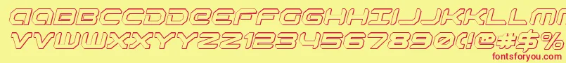 Robotaur3DItalic Font – Red Fonts on Yellow Background