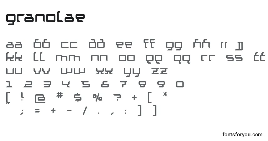 Schriftart Granolae – Alphabet, Zahlen, spezielle Symbole
