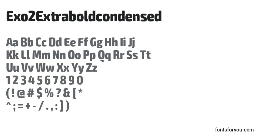 Exo2Extraboldcondensed-fontti – aakkoset, numerot, erikoismerkit