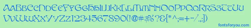 フォントSanasoftEdithDay.Kz – 青い文字は緑の背景です。