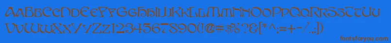 フォントSanasoftEdithDay.Kz – 茶色の文字が青い背景にあります。