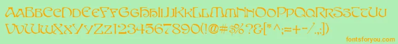 フォントSanasoftEdithDay.Kz – オレンジの文字が緑の背景にあります。