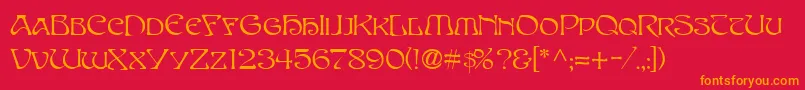 フォントSanasoftEdithDay.Kz – 赤い背景にオレンジの文字