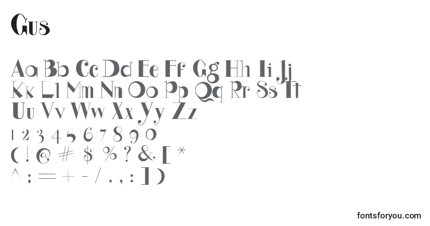 Шрифт Gus – алфавит, цифры, специальные символы