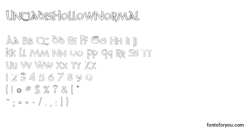 Шрифт UnciadisHollowNormal – алфавит, цифры, специальные символы