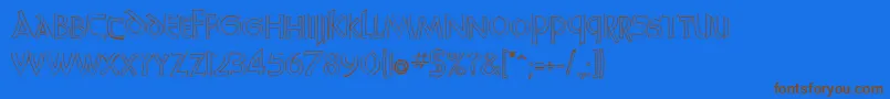 UnciadisHollowNormal-Schriftart – Braune Schriften auf blauem Hintergrund