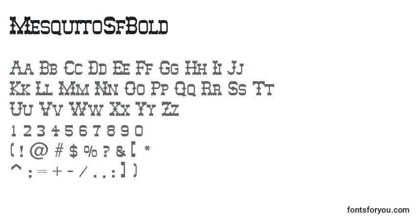 Schriftart MesquitoSfBold – Alphabet, Zahlen, spezielle Symbole