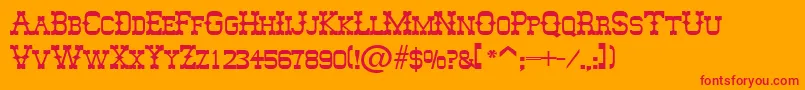 MesquitoSfBold-Schriftart – Rote Schriften auf orangefarbenem Hintergrund