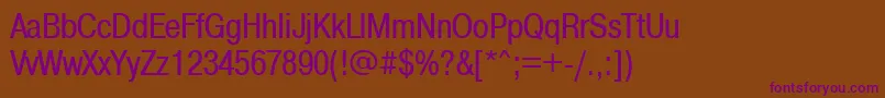 Czcionka Pragmaticacondc – fioletowe czcionki na brązowym tle