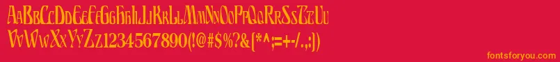 フォントBillionsRegular – 赤い背景にオレンジの文字